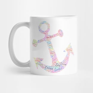 Anchor Sea Sailor Silhouette Shape Text Word Cloud Mug